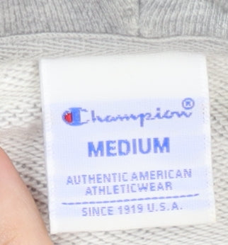 Champion Women’s Grey Full Zip Hoodie Sweatshirt Medium Cotton Blend