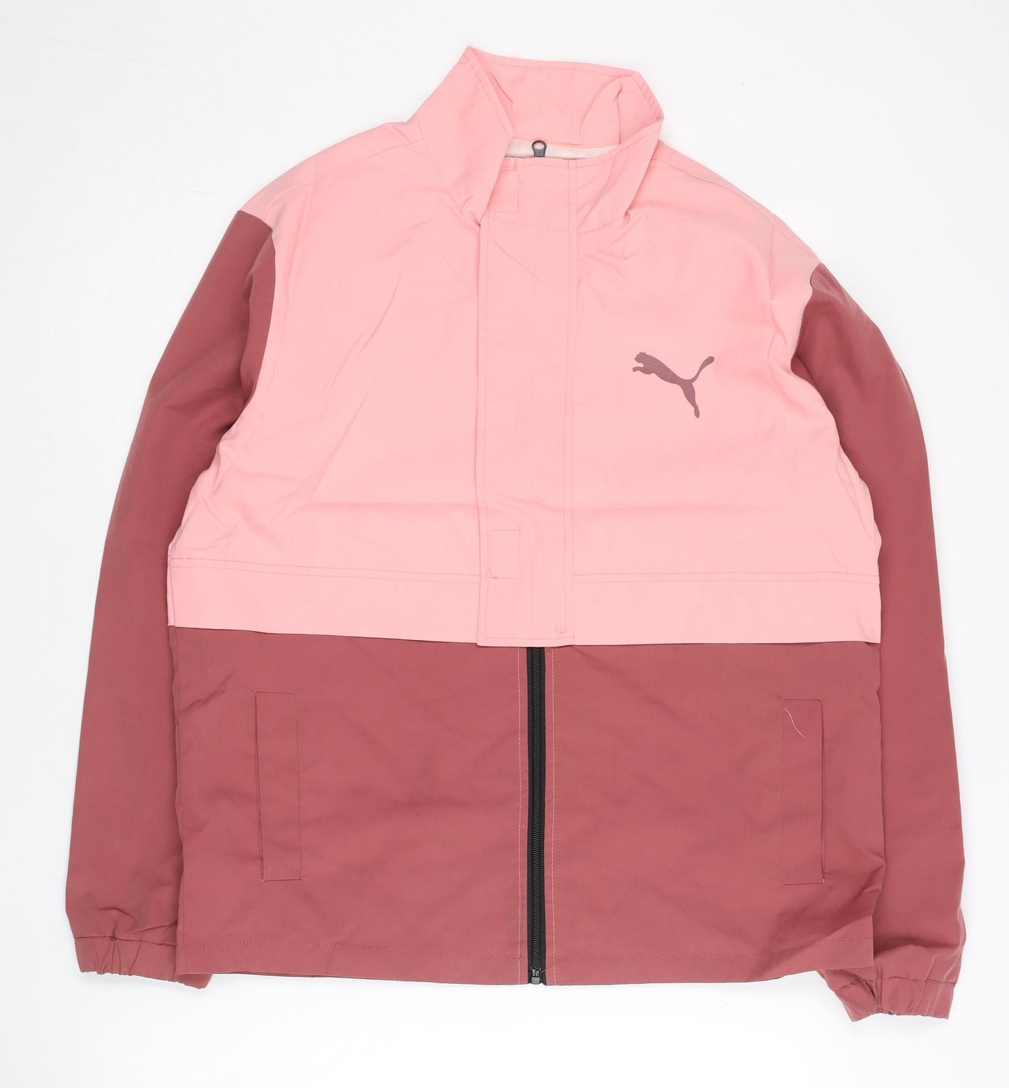 Puma Women’s Pink Red Track Jacket M Cotton Full Zip Colourblock