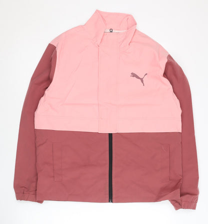 Puma Women’s Pink Red Track Jacket M Cotton Full Zip Colourblock