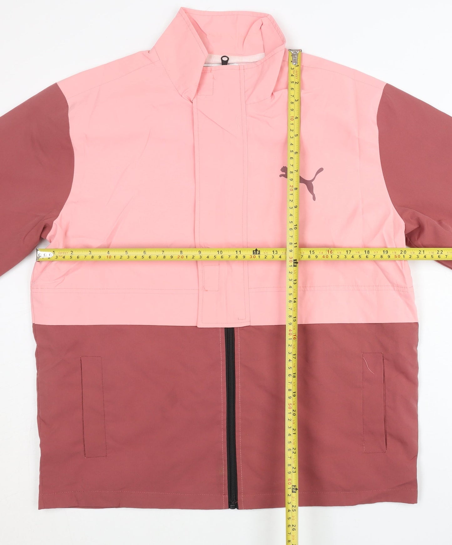 Puma Women’s Pink Red Track Jacket M Cotton Full Zip Colourblock