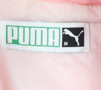 Puma Women’s Pink Red Track Jacket M Cotton Full Zip Colourblock