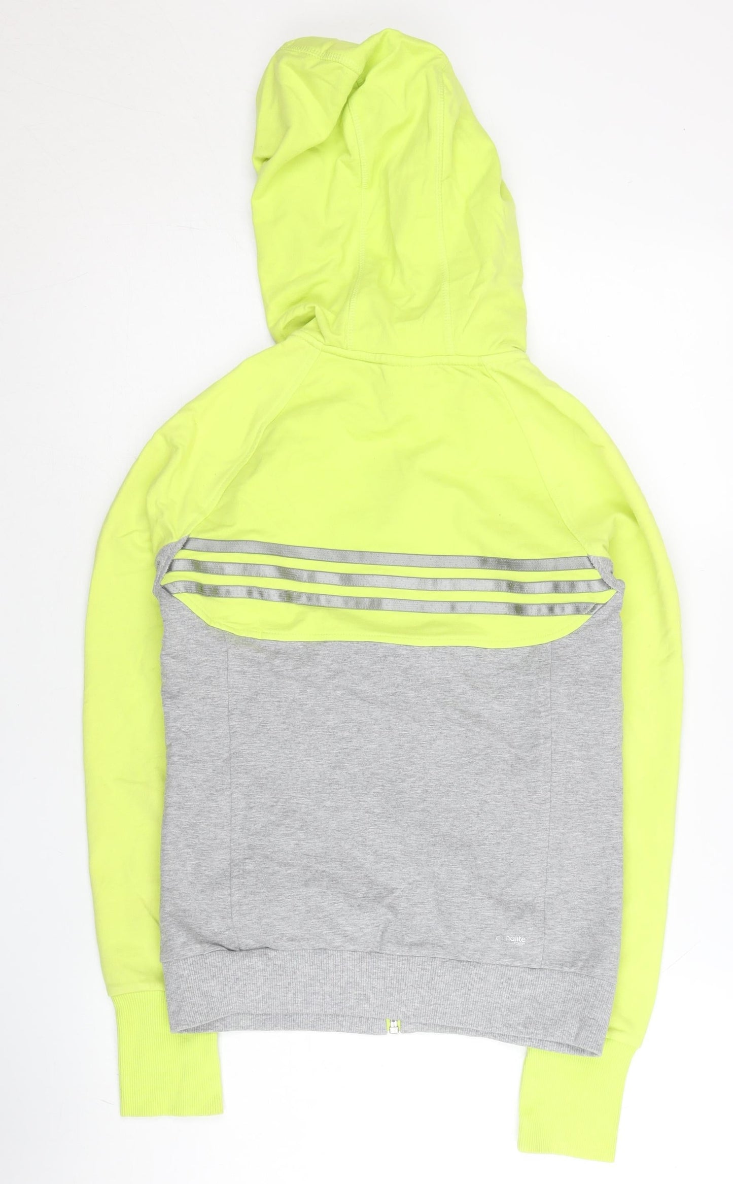 Adidas Women’s Grey & Neon Yellow Full Zip Hoodie Size UK 8