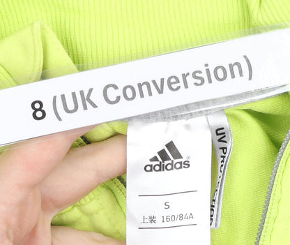 Adidas Women’s Grey & Neon Yellow Full Zip Hoodie Size UK 8