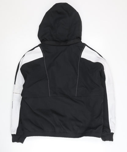Adidas Womens Black Size 10 Track Jacket Hooded Full Zip Polyester