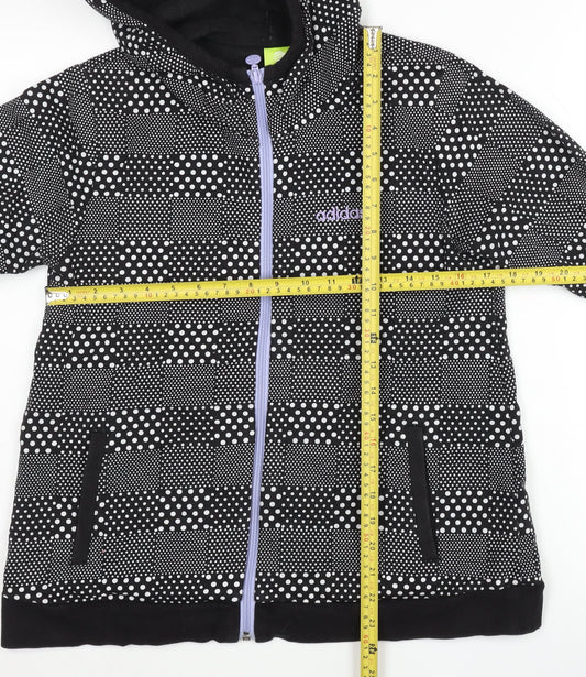 Adidas Womens Black Polka Dot Full Zip Hoodie Size 10