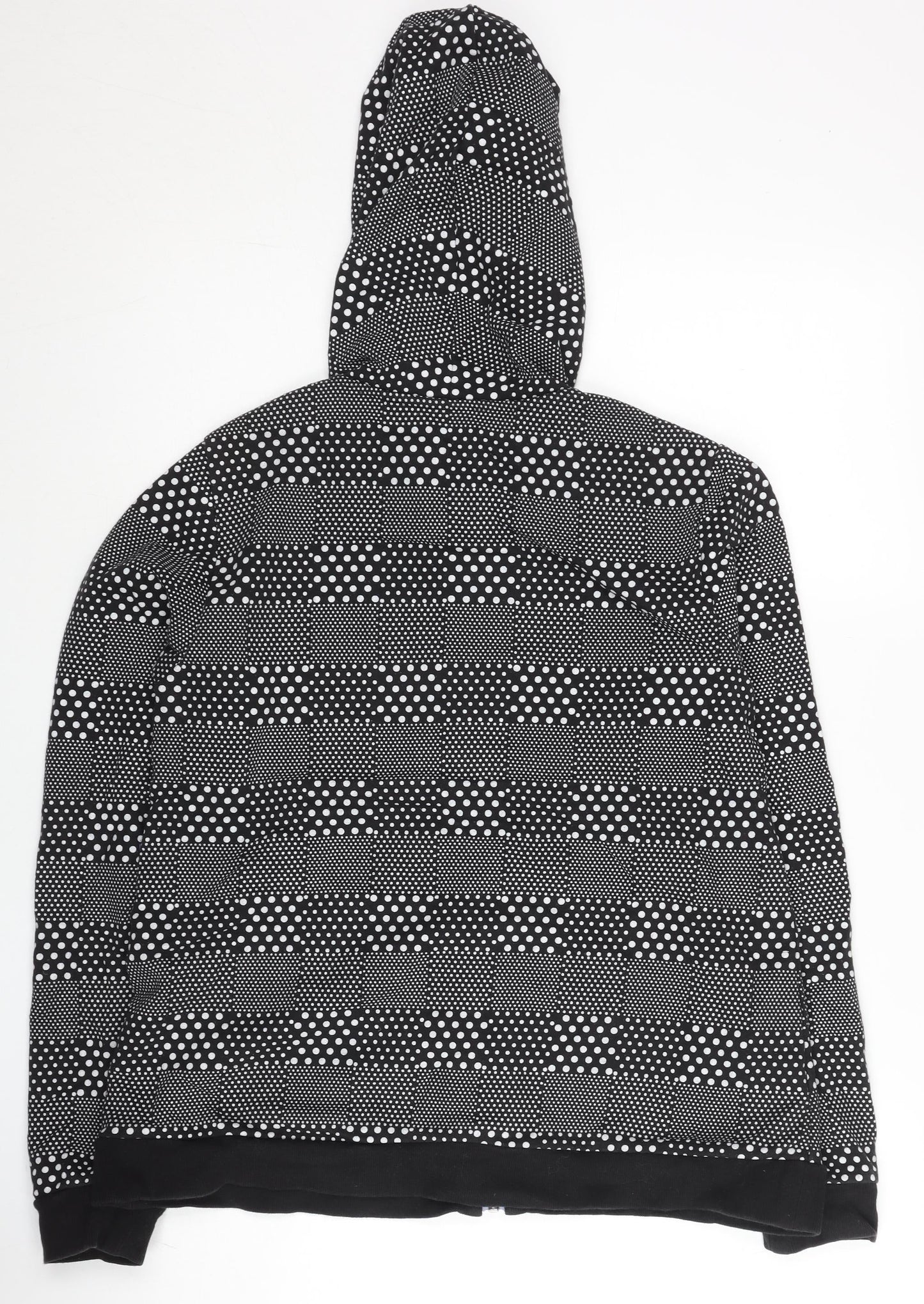 Adidas Womens Black Polka Dot Full Zip Hoodie Size 10