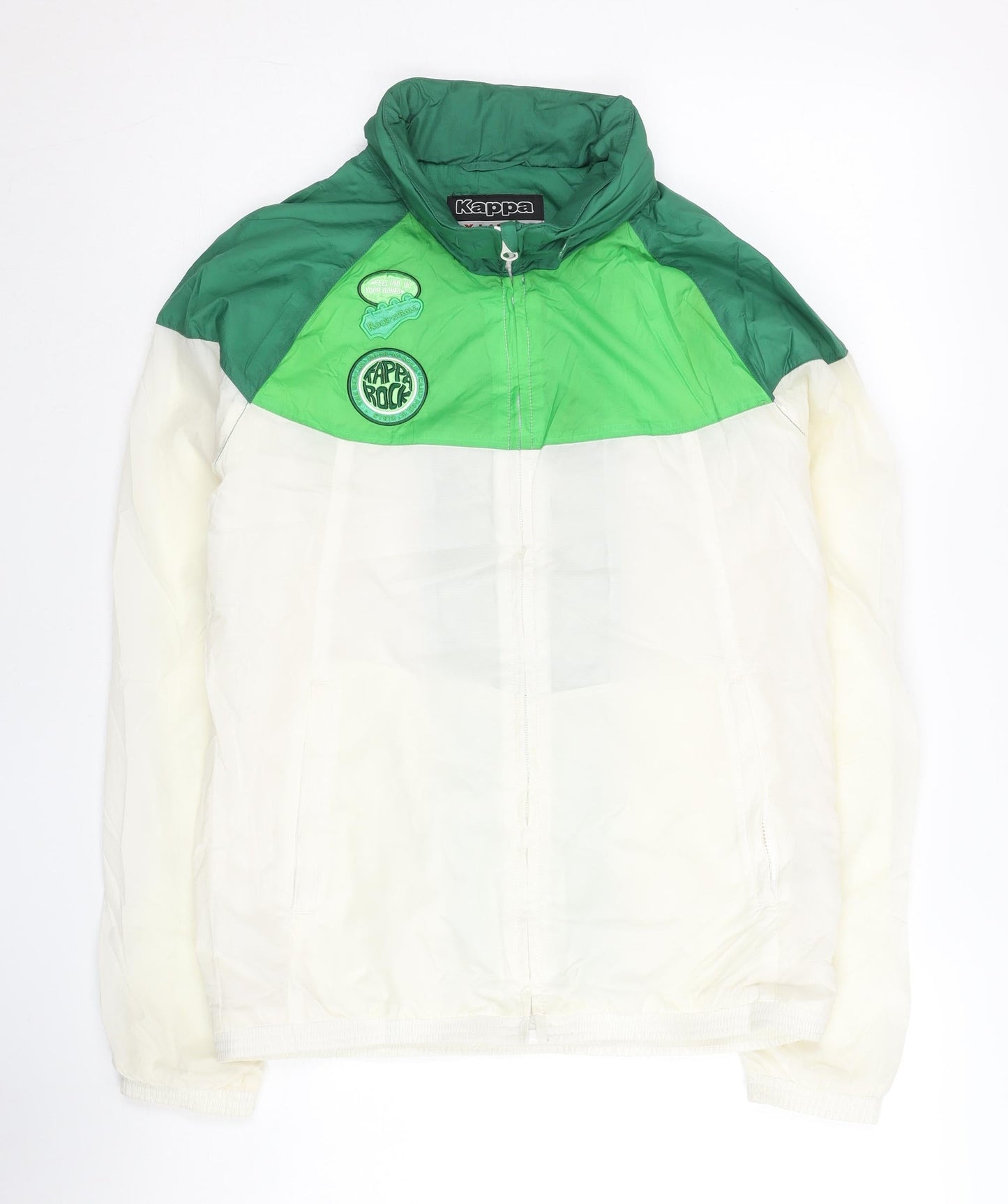 Kappa Womens Green White Size 12 Windbreaker Jacket Lightweight