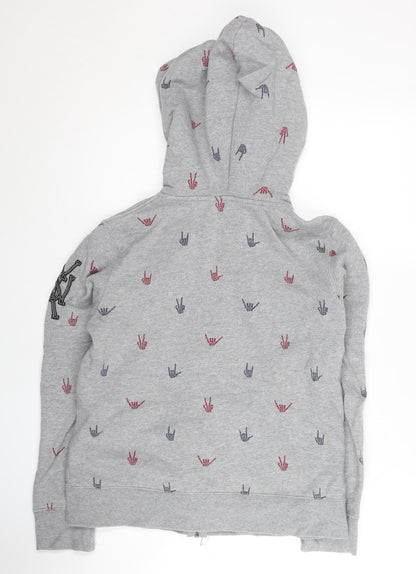 Vans Women’s Grey Hoodie Sweatshirt L Full Zip Cotton Blend Graphic