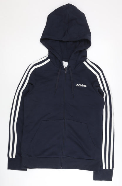 Adidas Womens Blue Full Zip Hoodie Size 10 Regular Fit Sportswear