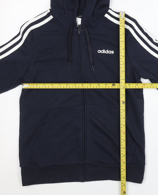 Adidas Womens Blue Full Zip Hoodie Size 10 Regular Fit Sportswear