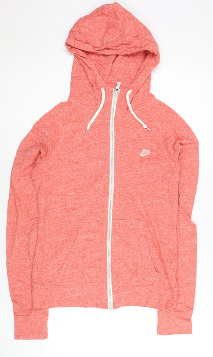 Nike Womens Coral Full Zip Hoodie Sweatshirt M Cotton Blend