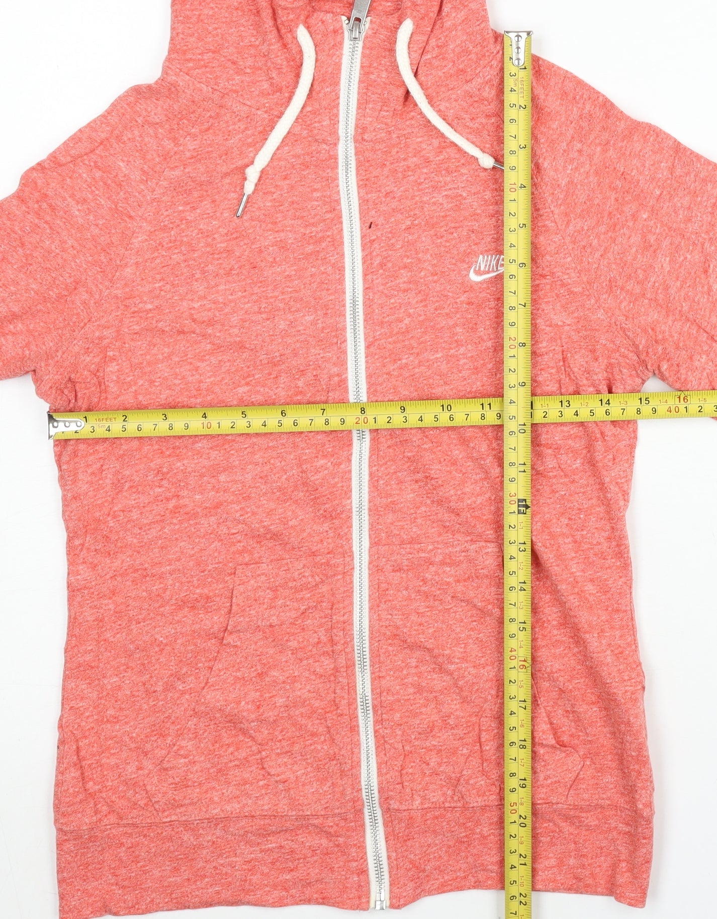 Nike Womens Coral Full Zip Hoodie Sweatshirt M Cotton Blend