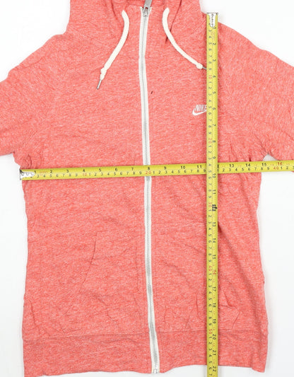 Nike Womens Coral Full Zip Hoodie Sweatshirt M Cotton Blend