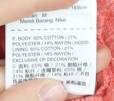 Nike Womens Coral Full Zip Hoodie Sweatshirt M Cotton Blend