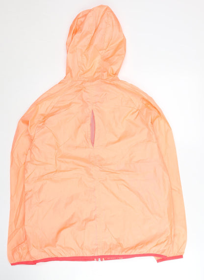 Adidas Womens Orange Size 14 Windbreaker Jacket Hooded Full Zip