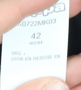 Kappa Womens Hoodie Black Pink Logo Full Zip Cotton Blend Size 14