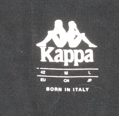 Kappa Womens Hoodie Black Pink Logo Full Zip Cotton Blend Size 14
