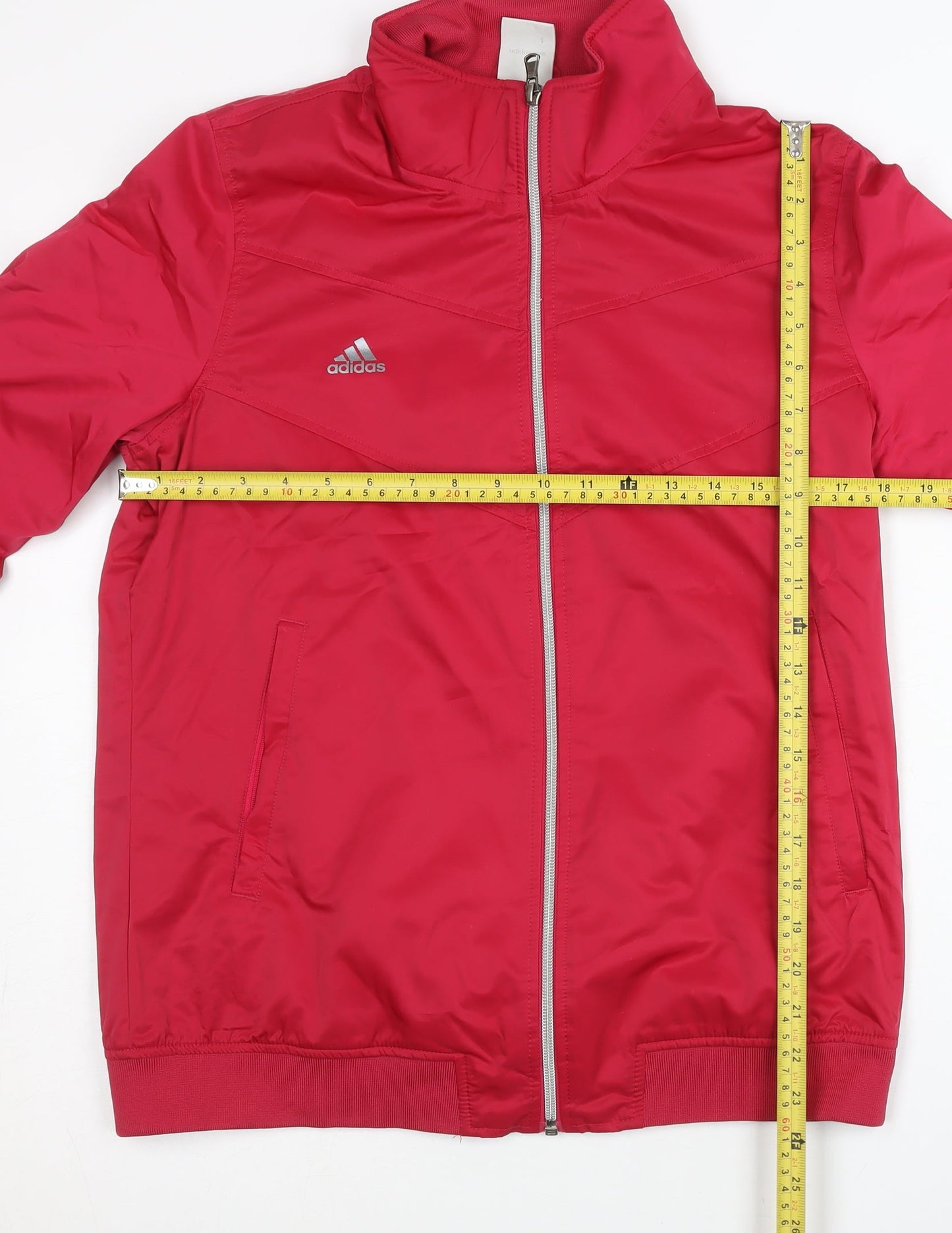 Adidas Womens Red Track Jacket Size 14 Full Zip Sportswear