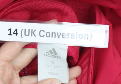 Adidas Womens Red Track Jacket Size 14 Full Zip Sportswear