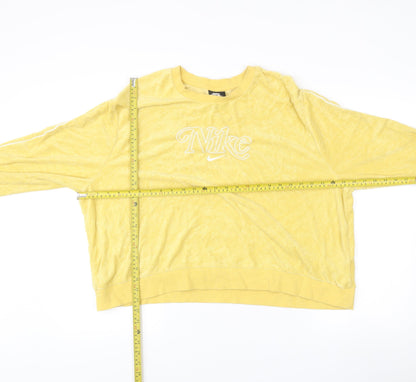 Nike Women Yellow Relaxed Fit Logo Pullover Sweatshirt Size 18