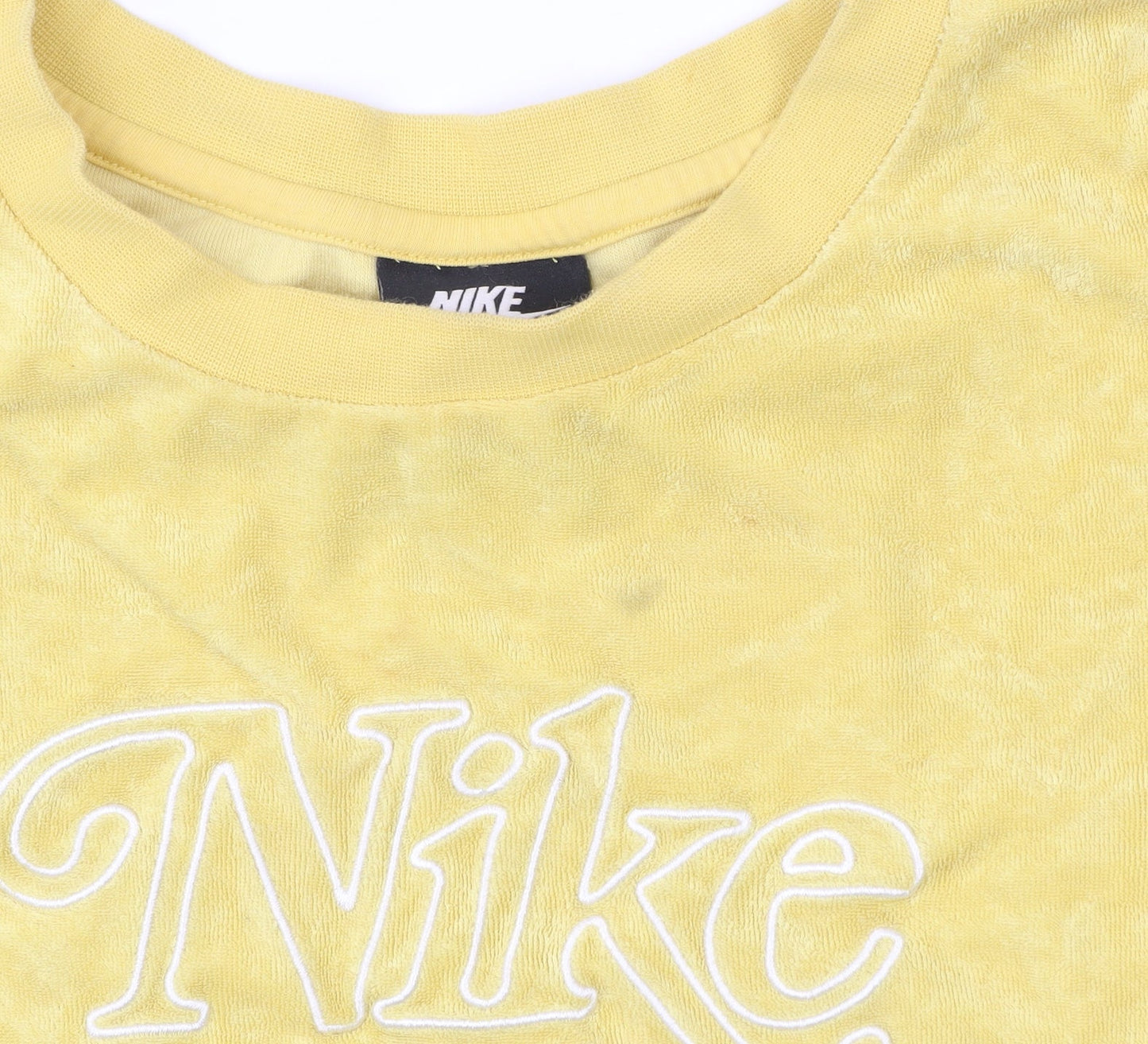 Nike Women Yellow Relaxed Fit Logo Pullover Sweatshirt Size 18