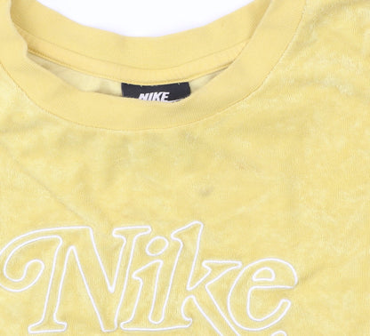 Nike Women Yellow Relaxed Fit Logo Pullover Sweatshirt Size 18