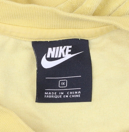 Nike Women Yellow Relaxed Fit Logo Pullover Sweatshirt Size 18