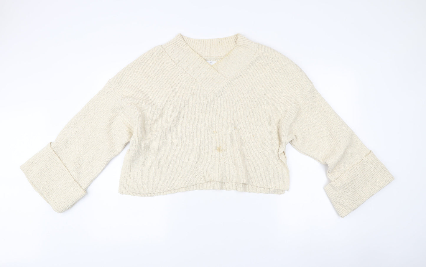 ASOS DESIGN Women’s Ivory Relaxed Pullover Jumper UK 8 V-Neck Knit