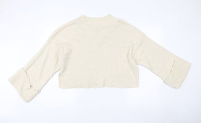 ASOS DESIGN Women’s Ivory Relaxed Pullover Jumper UK 8 V-Neck Knit