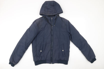 ASOS Men’s Blue Puffer Jacket M Hooded Zip Casual Winter Coat 38-40"