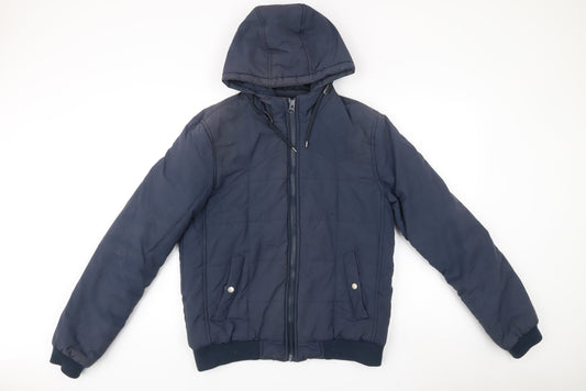 ASOS Men’s Blue Puffer Jacket M Hooded Zip Casual Winter Coat 38-40"