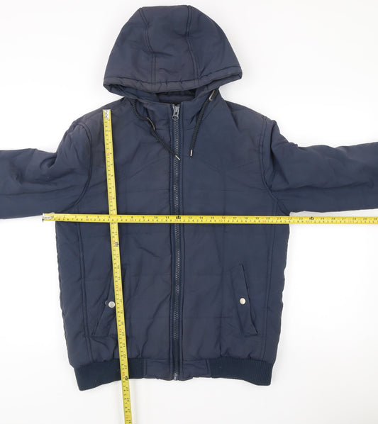 ASOS Men’s Blue Puffer Jacket M Hooded Zip Casual Winter Coat 38-40"