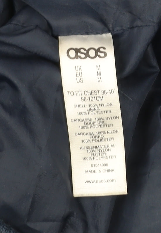 ASOS Men’s Blue Puffer Jacket M Hooded Zip Casual Winter Coat 38-40"