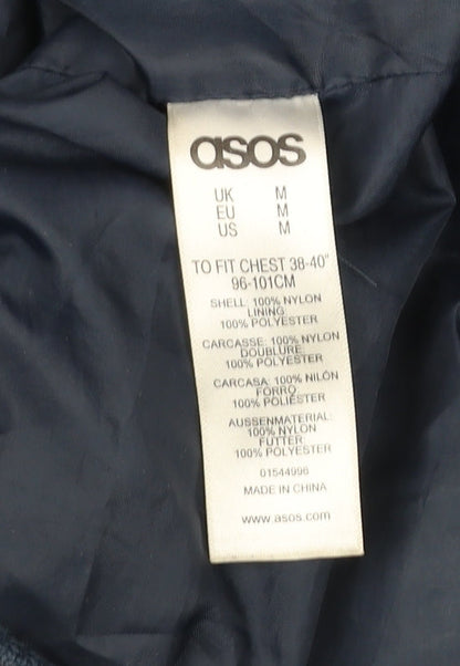ASOS Men’s Blue Puffer Jacket M Hooded Zip Casual Winter Coat 38-40"