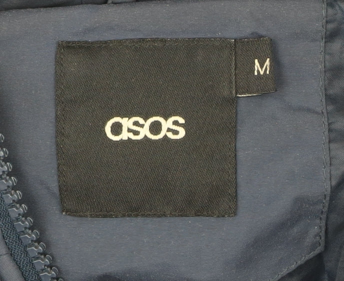 ASOS Men’s Blue Puffer Jacket M Hooded Zip Casual Winter Coat 38-40"