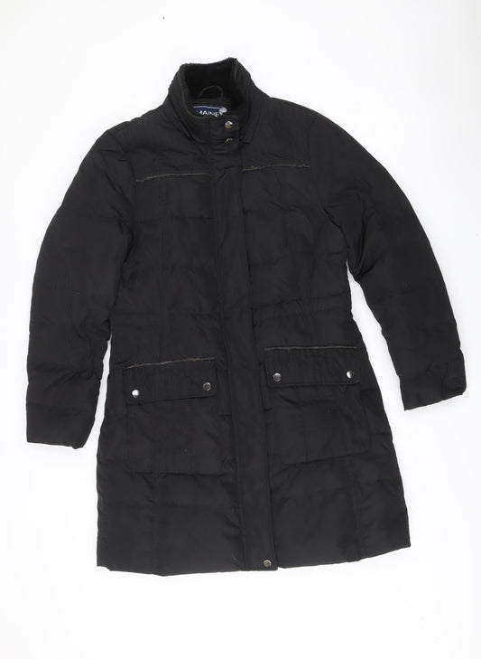 Maine New England Womens Black Size 12 Mid-Length Puffer Coat