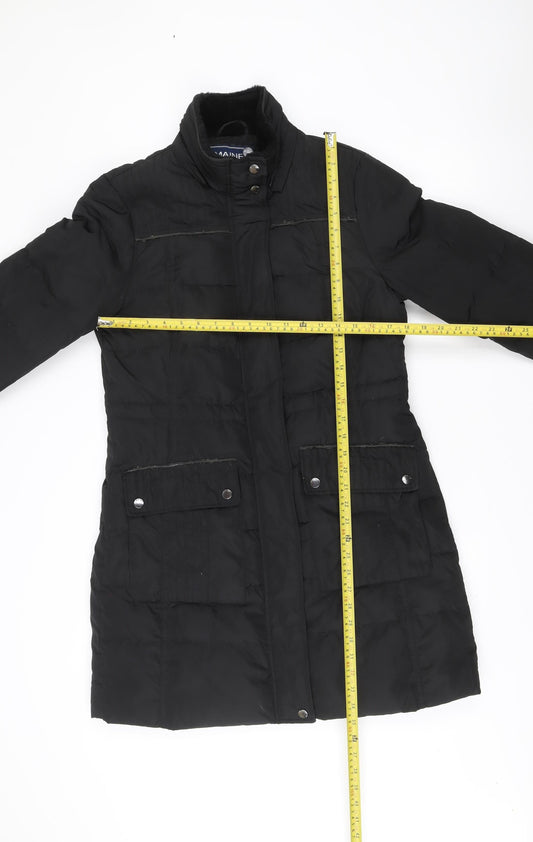 Maine New England Womens Black Size 12 Mid-Length Puffer Coat