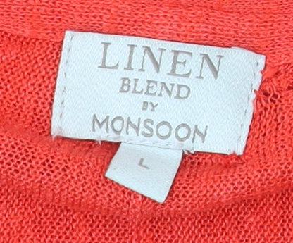 Womens UK Size L Monsoon Red Tunic Blouse