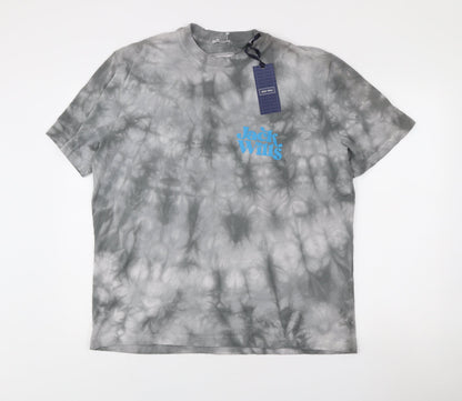 Jack Wills Men’s Grey Tie-Dye Relaxed Fit Cotton T-Shirt M