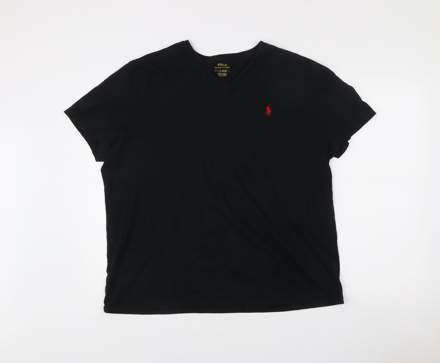 Ralph Lauren Men’s Black V-Neck Cotton T-Shirt Size L Regular Fit