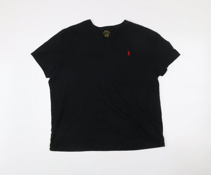 Ralph Lauren Men’s Black V-Neck Cotton T-Shirt Size L Regular Fit