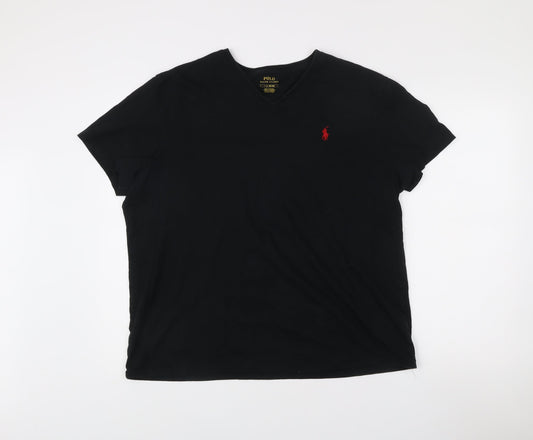 Ralph Lauren Men’s Black V-Neck Cotton T-Shirt Size L Regular Fit