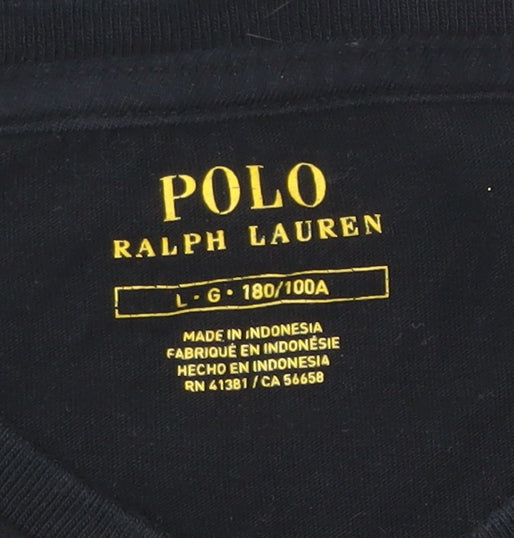 Ralph Lauren Men’s Black V-Neck Cotton T-Shirt Size L Regular Fit