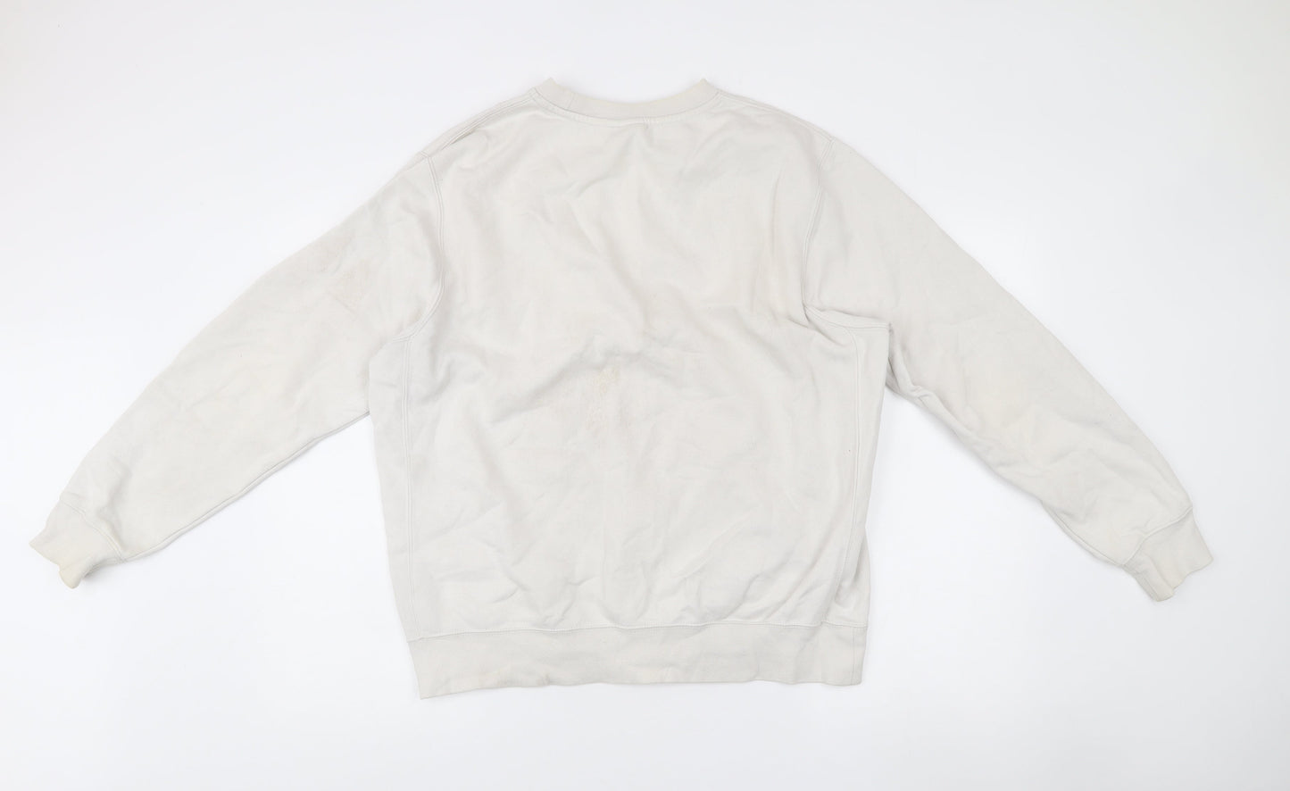 Nike Unisex White Pullover Sweatshirt L Logo Cotton Blend