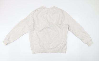 Nike Unisex White Pullover Sweatshirt L Logo Cotton Blend