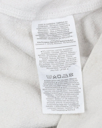 Nike Unisex White Pullover Sweatshirt L Logo Cotton Blend