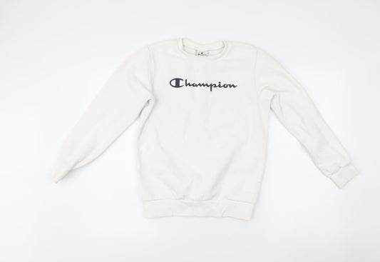 Champion Girls White Logo Sweatshirt 11-12 Years Crew Neck Pullover