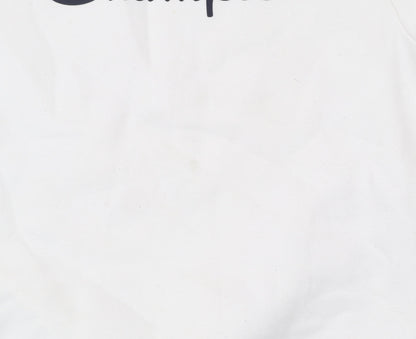 Champion Girls White Logo Sweatshirt 11-12 Years Crew Neck Pullover