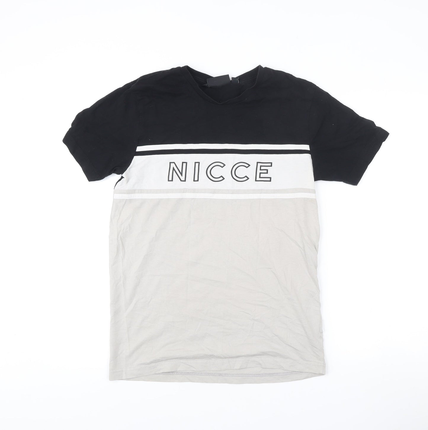 Nicce Men’s Black Beige Small Colourblock Logo T-Shirt