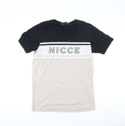Nicce Men’s Black Beige Small Colourblock Logo T-Shirt